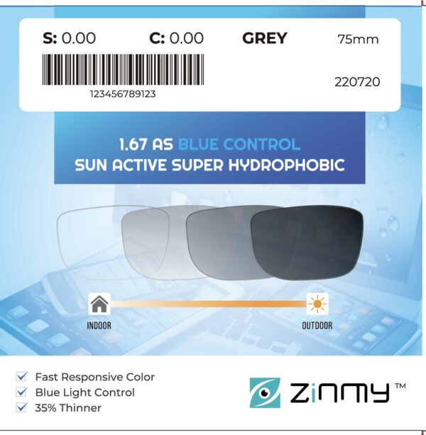 Zinmy Bluesun 1.67 Duramax – Đổi Màu, Chống Ánh Sáng Xanh